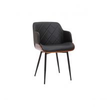 Miliboo - Chaise design noir, bois foncé et métal LUCIEN
