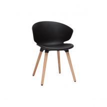 Miliboo - Chaise design noir et bois clair massif WING