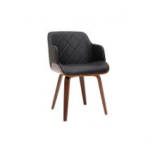Miliboo - Chaise design noir et bois foncé LUCIEN