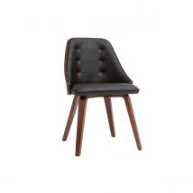 Miliboo - Chaise design noir et bois foncé noyer FLUFFY