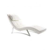 Miliboo - Chaise longue design blanc et acier chromé BARTY