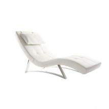 Miliboo - Chaise longue design blanc et acier chromé MONACO