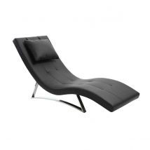 Miliboo - Chaise longue design noir et acier chromé BARTY