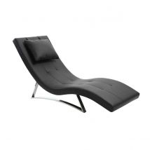 Miliboo - Chaise longue design noir et acier chromé MONACO
