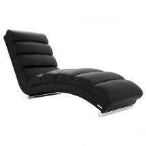 Miliboo - Chaise longue / fauteuil design noir et acier chromé TAYLOR