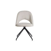 Chaise pivotante 360° en tissu effet velours texturé beige et métal noir COSETTE