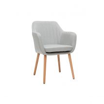 Miliboo - Chaise scandinave en tissu gris clair et bois clair ALEYNA