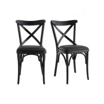 Miliboo - Chaises bistrot en bois noir (lot de 2) MARCEL