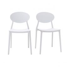Miliboo - Chaises design empilables blanches intérieur - extérieur (lot de 2) ANNA
