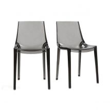 Miliboo - Chaises design empilables gris transparent intérieur - extérieur (lot de 2) YZEL