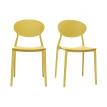 Miliboo - Chaises design empilables jaunes intérieur - extérieur (lot de 2) ANNA