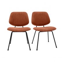 Miliboo - Chaises design en tissu effet velours terre brûlée et métal noir (lot de 2) BARNET