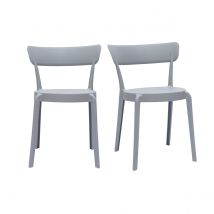 Miliboo - Chaises design gris clair empilables intérieur - extérieur (lot de 2) RIOS