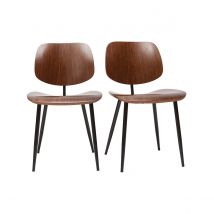Miliboo - Chaises en bois foncé noyer et métal noir (lot de 2) TOBIAS
