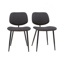 Miliboo - Chaises en tissu gris foncé et métal noir (lot de 2) TOBIAS