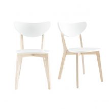 Miliboo - Chaises scandinaves blanc et bois clair (lot de 2) LEENA