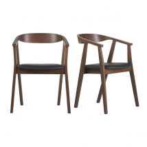 Miliboo - Chaises scandinaves design noir et bois foncé (lot de 2) BAHIA