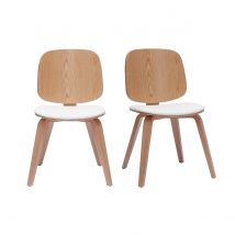 Miliboo - Chaises scandinaves en bois clair et blanc (lot de 2) BECK