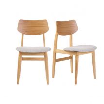 Chaises scandinaves en bois clair et tissu gris clair (lot de 2) ELION