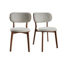 Miliboo - Chaises scandinaves en tissu gris clair et bois foncé noyer (lot de 2) FAUVETTE