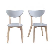 Miliboo - Chaises scandinaves gris et bois clair (lot de 2) LEENA