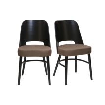 Miliboo - Chaises vintage en bois noir et tissu marron (lot de 2) EDITO