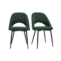 Miliboo - Chaises vintage en tissu effet velours texturé vert et métal noir (lot de 2) COSETTE