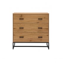 Miliboo - Commode 3 tiroirs finition bois clair chêne et métal noir L100 cm LOVATO