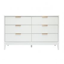 Miliboo - Commode blanche mat et métal doré 6 tiroirs L120 cm GIANA