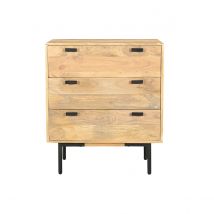 Miliboo - Commode en bois manguier massif et métal noir 3 tiroirs L70 cm JUDE