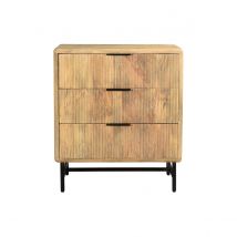 Miliboo - Commode gravée en bois manguier massif et métal noir 3 tiroirs L70 cm MORISSON