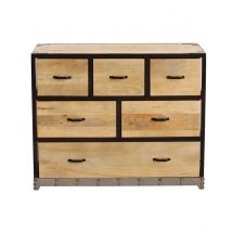 Miliboo - Commode industrielle en bois manguier massif et métal noir 6 tiroirs L99 cm INDUSTRIA
