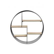 Miliboo - Etagère murale design ronde en bois clair et métal noir D45 cm ENSO