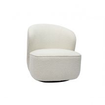 Fauteuil design pivotant en tissu effet laine bouclée blanc AMBER