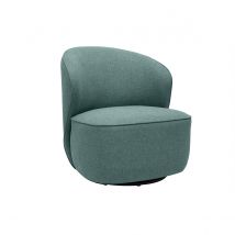 Miliboo - Fauteuil design pivotant en tissu vert de gris AMBER