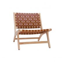Miliboo - Fauteuil ethnique en bois et sangles tressées marron BONDI