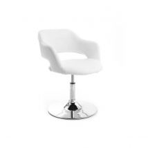 Miliboo - Fauteuil pivotant design blanc et acier chromé JESSY