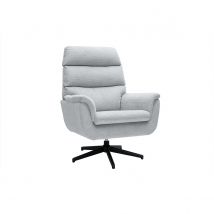 Miliboo - Fauteuil pivotant en tissu chenille gris et métal noir JONAH