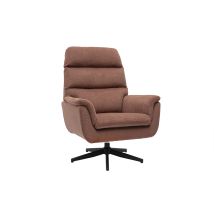 Miliboo - Fauteuil pivotant en tissu chenille terre brûlée et métal noir JONAH