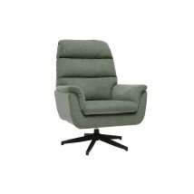 Miliboo - Fauteuil pivotant en tissu chenille vert kaki et métal noir JONAH