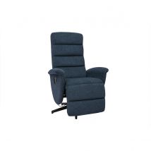 Miliboo - Fauteuil pivotant relax manuel en tissu chenille bleu foncé NELSON