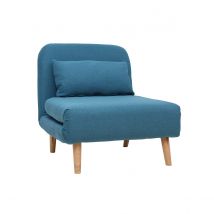 Miliboo - Fauteuil scandinave convertible en tissu bleu canard AMIKO