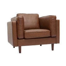 Miliboo - Fauteuil vintage cuir marron BRADLEY