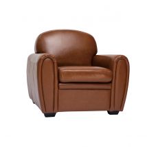 Miliboo - Fauteuil vintage cuir marron CLUB