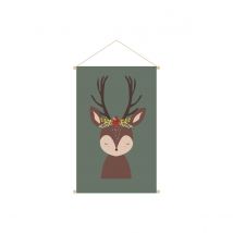 Miliboo - Kakemono enfant tableau en toile suspendue illustration biche L40 x H60cm LOVELY