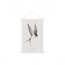 Miliboo - Kakemono tableau en toile suspendue illustration hirondelle L40 x H60 cm LIBERTY