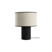 Miliboo - Lampe à poser bi-matière en lin et coton noir H36 cm SLOT