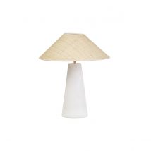 Miliboo - Lampe à poser blanche en céramique et abat-jour en rabane H47 cm JUNI