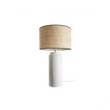 Miliboo - Lampe à poser en céramique émaillée blanche et abat-jour en raphia naturel H64 cm MAJES