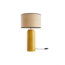 Miliboo - Lampe à poser en céramique émaillée jaune et abat-jour en raphia naturel H64 cm MAJES